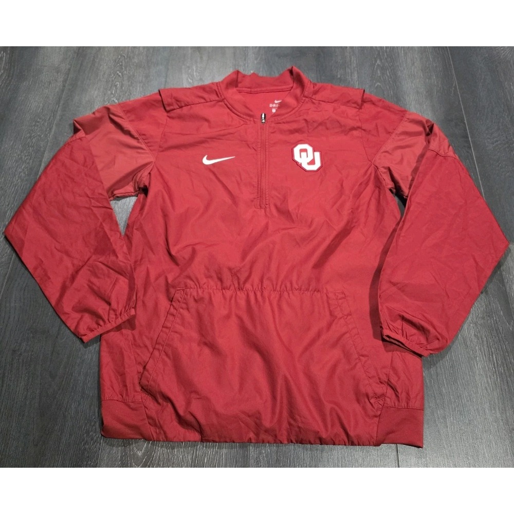 Nike Dri-Fit Oklahoma Sooners OU 1/2 Zip Pullover Jacket Men S Red Vented NCAA